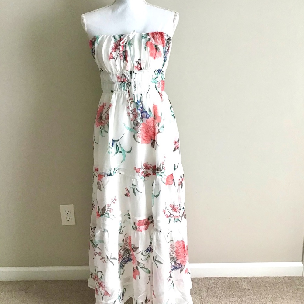 Anthropologie The Somerset Strapless Floral Dress Size Medium NWT